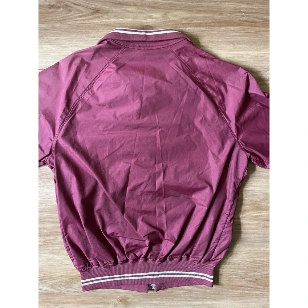VINTAGE Woolrich Windbreaker‎ Bomber Track Jacket Collared Red Maroon Med USA